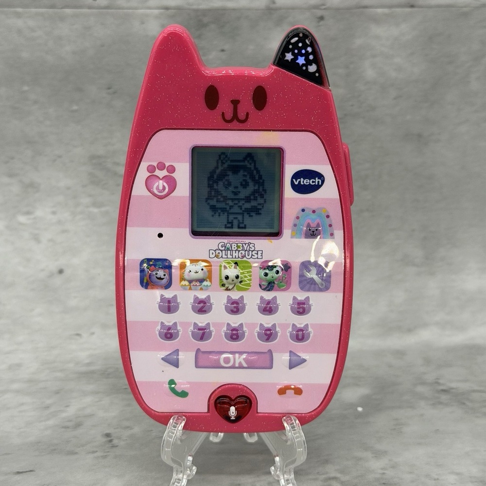 Gabby's Dollhouse Cat Shaped Phone with Games and Voice Messages for Kids V-Tech